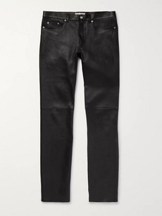 Saint Laurent Slim-fit Leather Trousers In Black