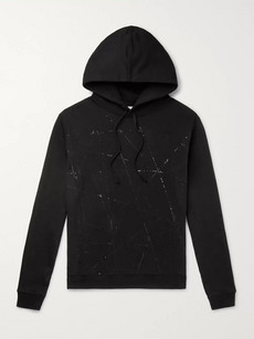 SAINT LAURENT SLIM-FIT EMBROIDERED LOOPBACK COTTON-JERSEY HOODIE