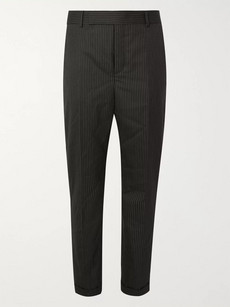 Saint Laurent Black Slim-fit Pinstriped Wool Trousers
