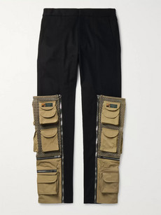 Palm Angels Panelled Cotton-twill Cargo Trousers In Black