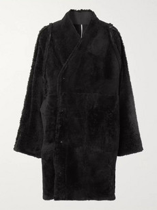 Rick Owens Ziosisy Shearling Coat In Black