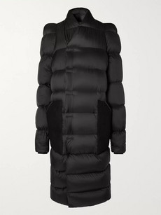 Rick Owens Oversized Suede-trimmed Quilted Shell Down Coat In Black
