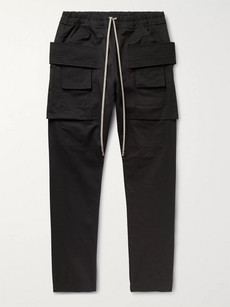 Rick Owens Slim-fit Nylon And Cotton-blend Faille Cargo Trousers In Black