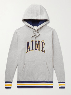 Aimé Leon Dore Logo-appliquéd Mélange Loopback Cotton-jersey Hoodie In Gray