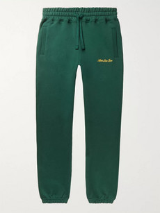 Aimé Leon Dore Tapered Logo-embroidered Loopback Cotton-jersey Sweatpants In Green