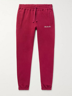 Aimé Leon Dore Tapered Logo-embroidered Loopback Cotton-jersey Sweatpants In Red