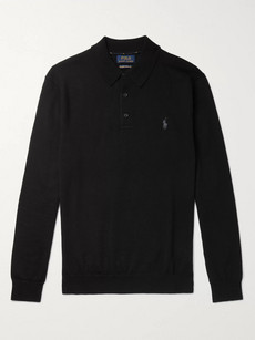 Polo Ralph Lauren Merino Wool Polo Shirt In Black | ModeSens