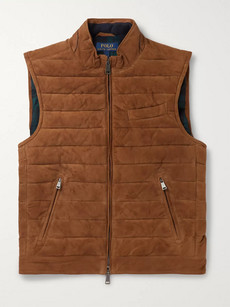 POLO RALPH LAUREN QUILTED SUEDE DOWN GILET