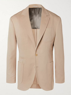 Brunello Cucinelli Beige Wool And Cotton-blend Suit Jacket In Neutrals