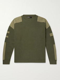 AMIRI TENCEL-TRIMMED RIBBED WOOL AND CASHMERE-BLEND SWEATER