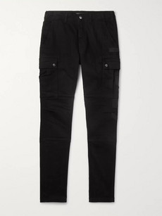 Amiri Slim-fit Logo-appliquéd Cotton-blend Cargo Trousers In Black