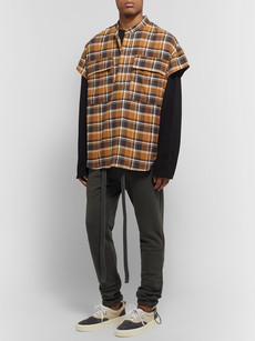 FEAR OF GOD OVERSIZED CHECKED COTTON-FLANNEL HALF-PLACKET SHIRT