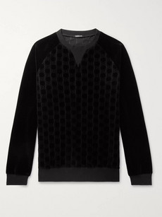 Balmain Logo-print Cotton-blend Velvet Sweatshirt In Black
