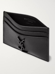 Saint Laurent Pebble-grain Leather Cardholder In Black