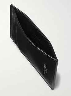 Saint Laurent Pebble-grain Leather Cardholder In Black