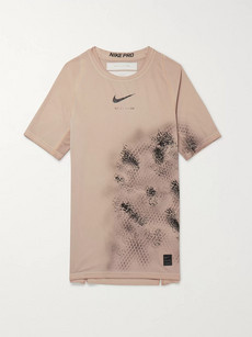 ALYX NIKE COMPRESSION PRINTED MESH-PANELLED STRETCH-JERSEY T-SHIRT