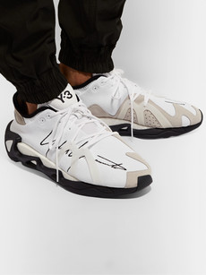Y-3 FYW S-97 LOGO-EMBROIDERED RUBBER AND SUEDE-TRIMMED PRIMEKNIT SNEAKERS