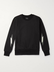 Resort Corps Glow-in-the-dark Printed Loopback Cotton-jersey Sweatshirt In Black