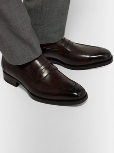 Tom Ford Wessex Polished-leather Penny Loafers In Brown