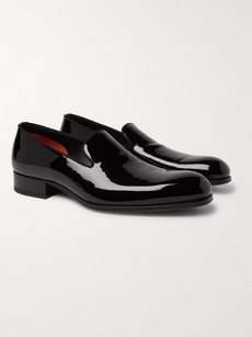 Tom Ford Edgar Grosgrain-trimmed Patent-leather Loafers In Black