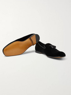 Tom Ford William Leather-trimmed Velvet Tasselled Loafers In Black
