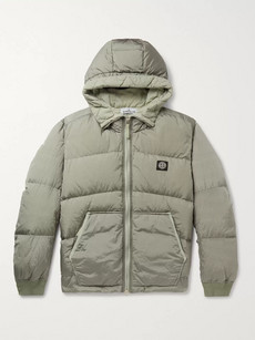 Stone Island Quilted Ripstop Hooded Down Jacket In Light Gray | ModeSens
