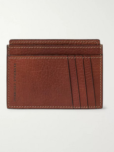 Brunello Cucinelli Full-grain Leather Cardholder In Brown