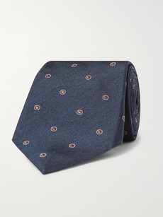 Brunello Cucinelli 6.5cm Embroidered Silk-twill Tie In Blue
