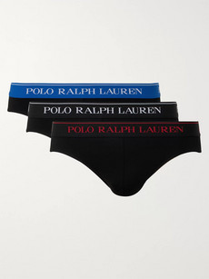 Polo Ralph Lauren Three-pack Stretch-cotton Briefs In Multi