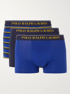Polo Ralph Lauren Three Pack Stretch-cotton Boxer Briefs In Blue