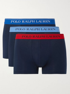 Polo Ralph Lauren Three-pack Stretch-cotton Boxer Briefs In Navy
