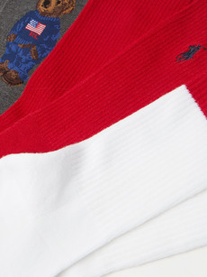 Polo Ralph Lauren Three-pack Logo-embroidered Ribbed Stretch Cotton-blend Socks In Multi