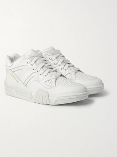 Versace Ophion Panelled Leather Sneakers In White