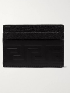 Versace Logo-debossed Leather Cardholder In Black