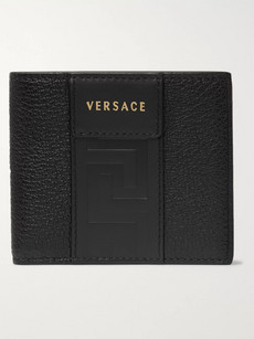 Versace Logo-debossed Leather Billfold Wallet In Black
