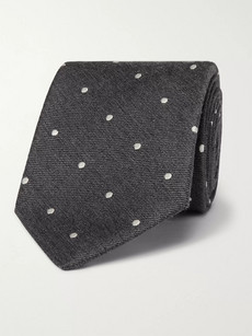 Paul Smith 8cm Polka-dot Silk And Wool-blend Tie In Gray