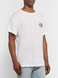 The Elder Statesman Printed Cotton And Cashmere-blend Jersey T-shirt In White