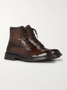 Officine Creative Exeter Burnished-leather Boots In Brown