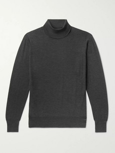 William Lockie Slim-fit Mélange Cashmere Rollneck Sweater In Gray