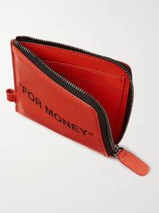 OFF-WHITE PRINTED LEATHER ZIP-AROUND CHAIN WALLET