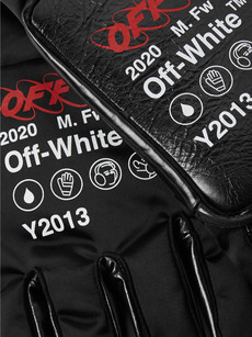 OFF-WHITE PRINTED NYLON AND LEATHER GLOVES