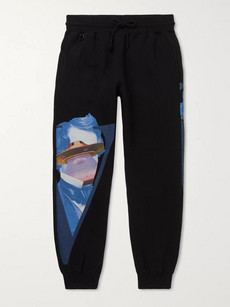 UNDERCOVER VALENTINO TAPERED PRINTED FLEECE-BACK COTTON-JERSEY SWEATPANTS