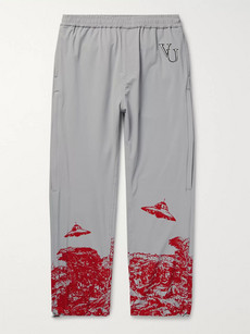 Undercover + Valentino Tapered Printed And Embroidered Nylon-blend Sweatpants In Grey