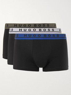 Hugo Boss Three-pack Stretch-cotton Boxer Briefs In Black
