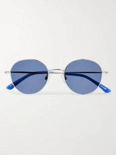 Sun Buddies Ozzy Round-frame Stainless Steel And Acetate Sunglasses In Silver