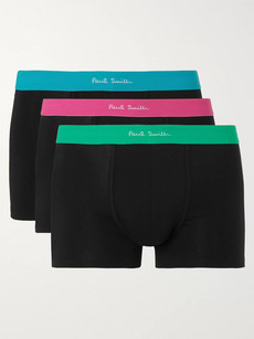 Paul Smith Three-pack Stretch-cotton Boxer Briefs In Black