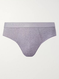 Hanro Two-pack Mélange Stretch-cotton Briefs In Grey