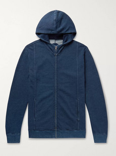 Blue Blue Japan Indigo-dyed Loopback Cotton-jersey Zip-up Hoodie In Blue