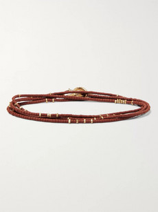 Mcohen 18-karat Gold And Beaded Wrap Bracelet In Red