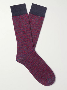 Anonymous Ism Striped Jacquard Socks In Burgundy
